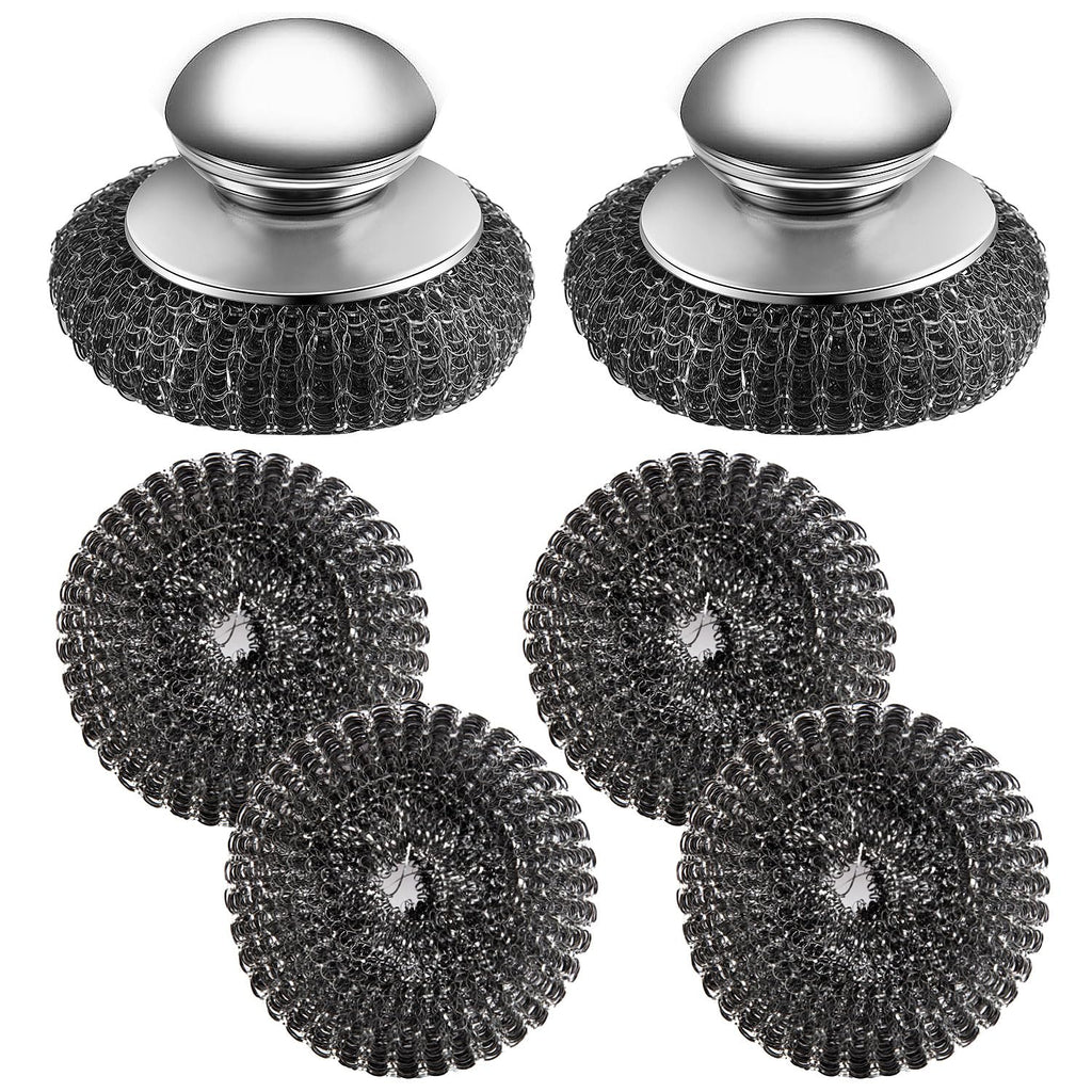 Steel Wool Scrubbers with Handle (2-Pack)