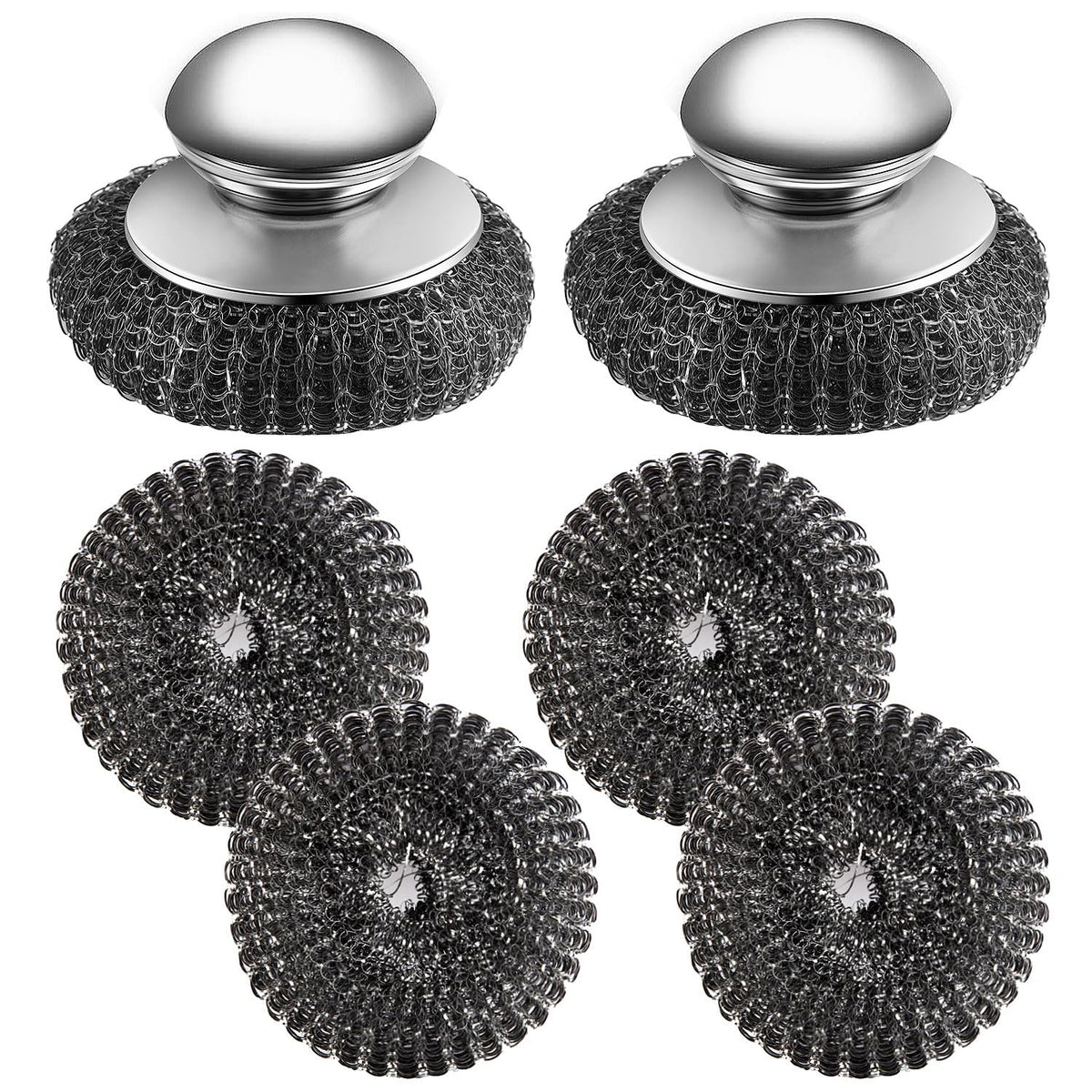 Steel Wool Scrubbers with Handle (2-Pack)