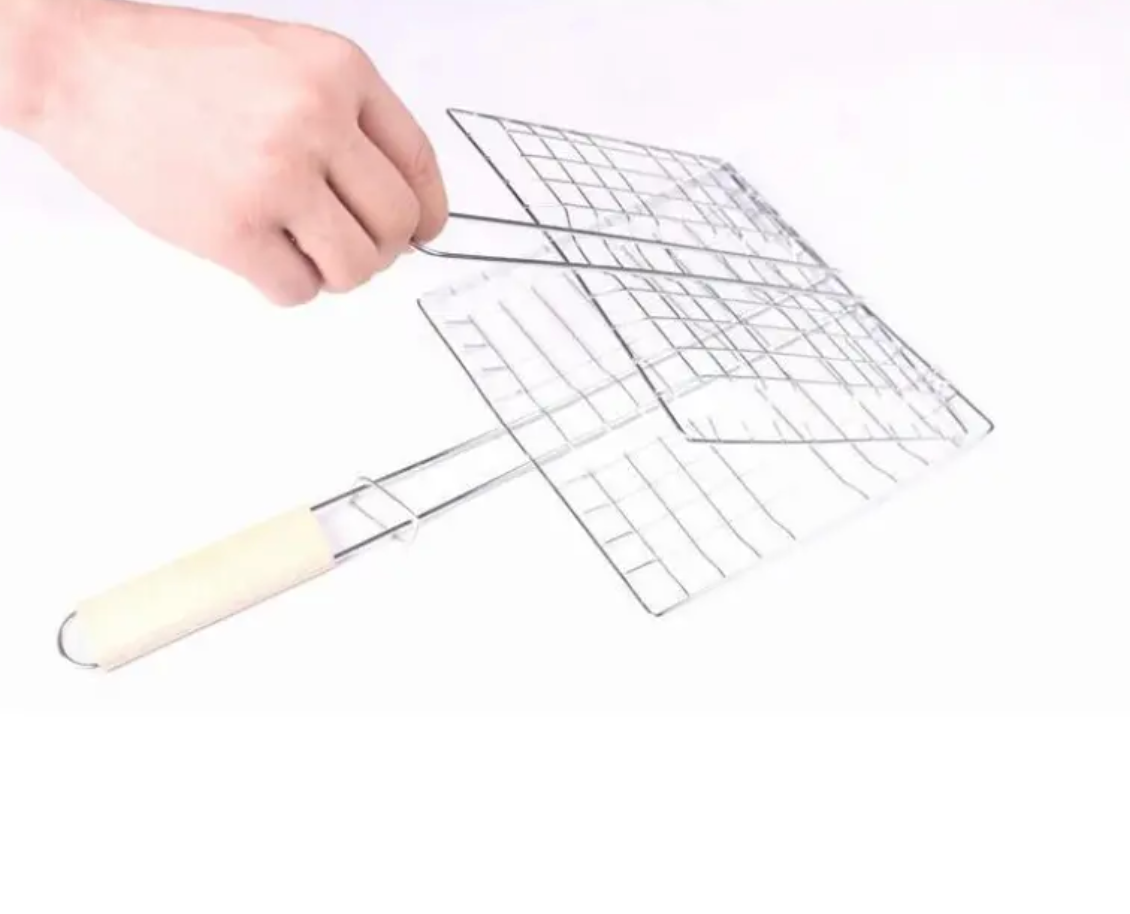 Square Camp Grill with Wooden Handle