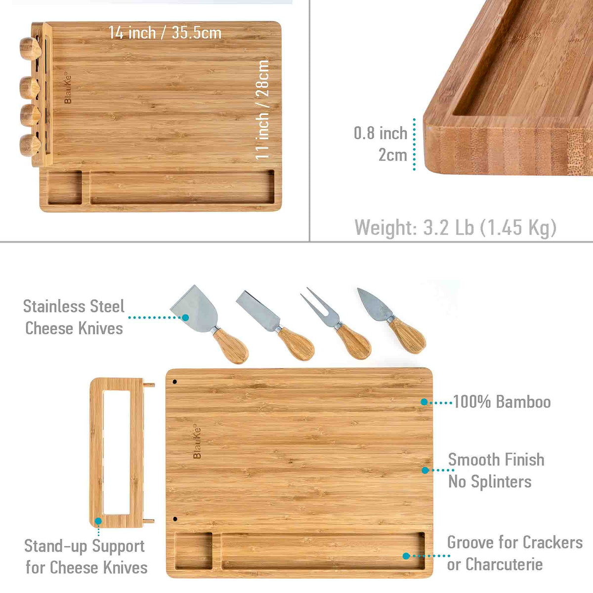 Cheese Board & Knife Set, 14x11"