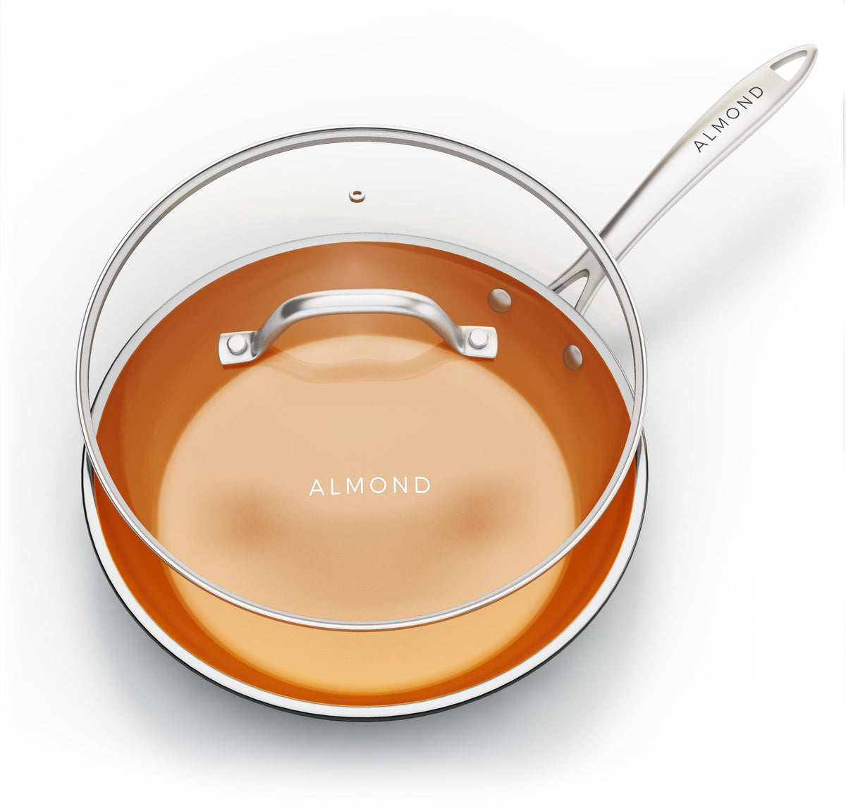 Almond 12" Ceramic Frying Pan with Lid